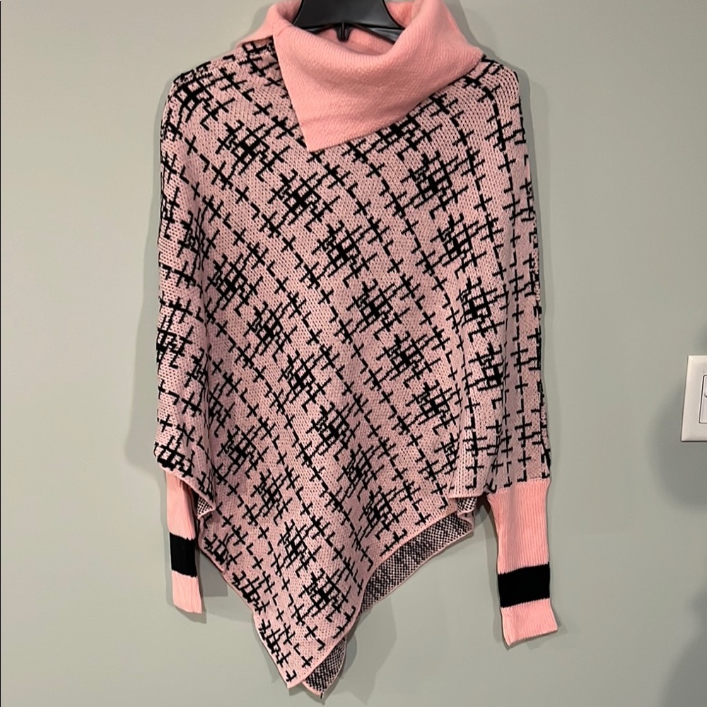 Pink and Black Patterned Women Sweater